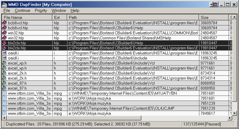 MMD DupFinder Screenshot